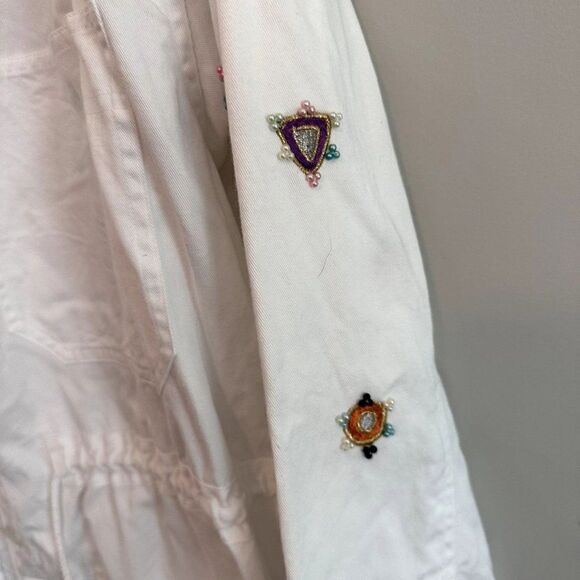 VTG Adam Douglass Adrianna Papell White Cotton Embellished Jacket Womens 14 NWT - Picture 7 of 13